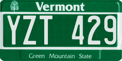 VT license plate YZT429