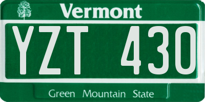 VT license plate YZT430