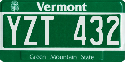 VT license plate YZT432