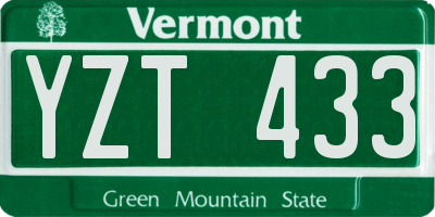 VT license plate YZT433