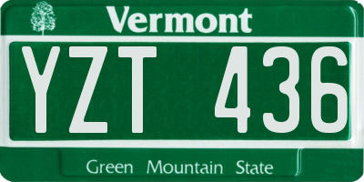 VT license plate YZT436
