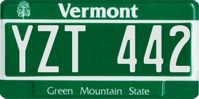 VT license plate YZT442
