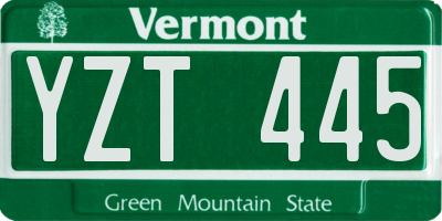VT license plate YZT445