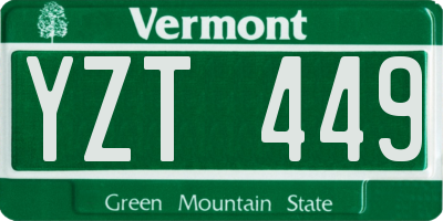 VT license plate YZT449