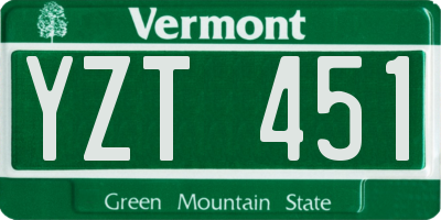 VT license plate YZT451