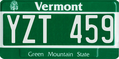 VT license plate YZT459