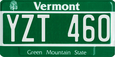 VT license plate YZT460