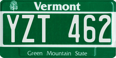 VT license plate YZT462