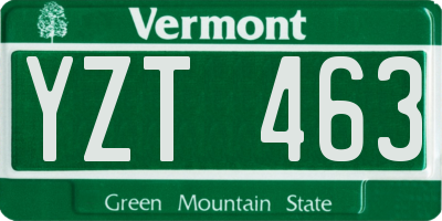 VT license plate YZT463