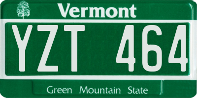 VT license plate YZT464