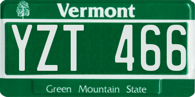 VT license plate YZT466
