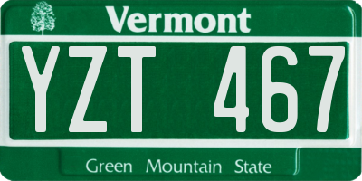 VT license plate YZT467