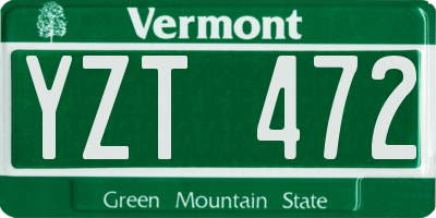 VT license plate YZT472
