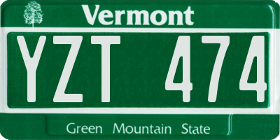 VT license plate YZT474