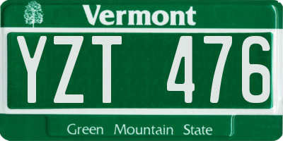 VT license plate YZT476