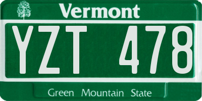 VT license plate YZT478