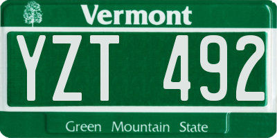 VT license plate YZT492
