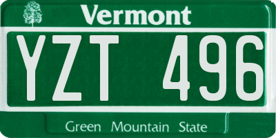 VT license plate YZT496