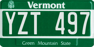VT license plate YZT497