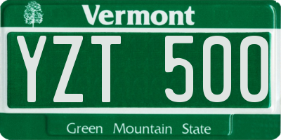 VT license plate YZT500