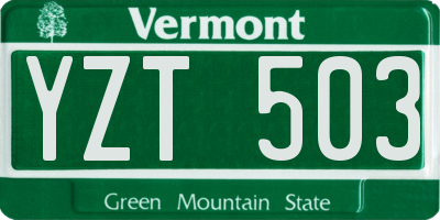 VT license plate YZT503