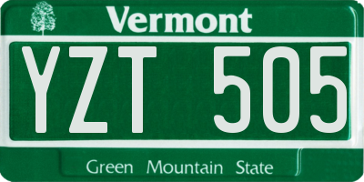 VT license plate YZT505