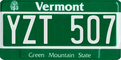 VT license plate YZT507