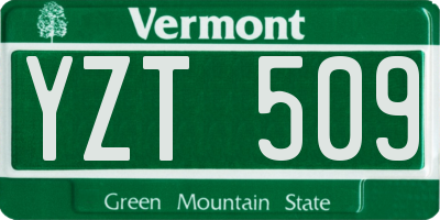 VT license plate YZT509