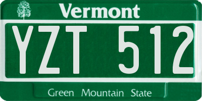 VT license plate YZT512