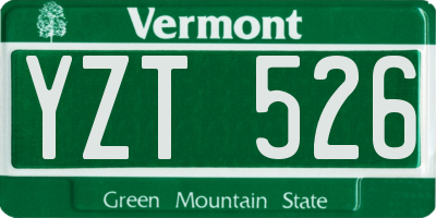 VT license plate YZT526