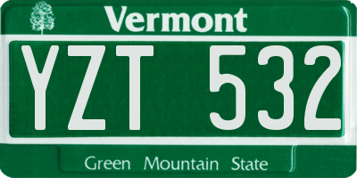 VT license plate YZT532