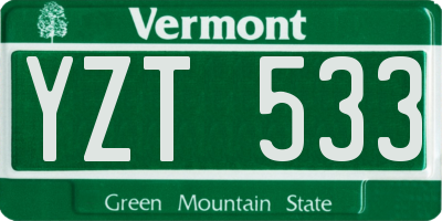 VT license plate YZT533