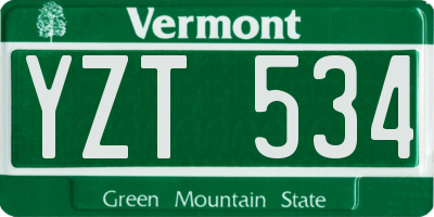 VT license plate YZT534