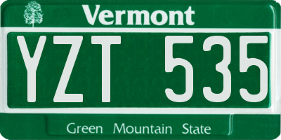 VT license plate YZT535