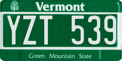 VT license plate YZT539