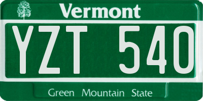 VT license plate YZT540