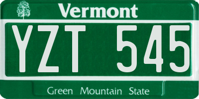 VT license plate YZT545