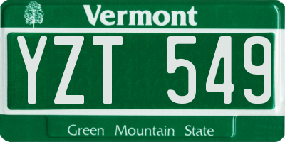 VT license plate YZT549