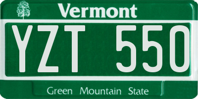 VT license plate YZT550