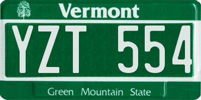 VT license plate YZT554