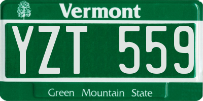 VT license plate YZT559