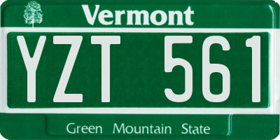 VT license plate YZT561
