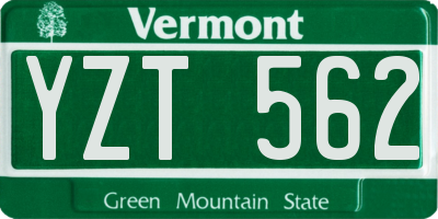 VT license plate YZT562