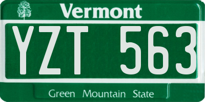 VT license plate YZT563