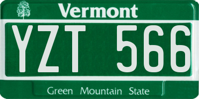 VT license plate YZT566