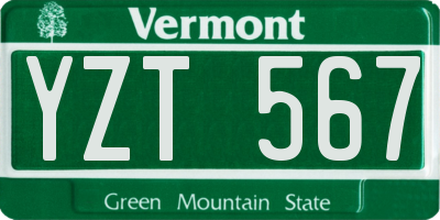 VT license plate YZT567