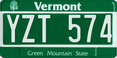 VT license plate YZT574
