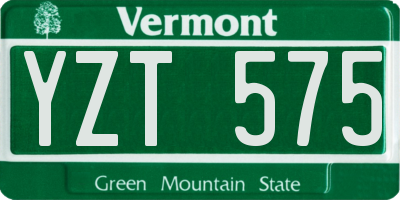 VT license plate YZT575