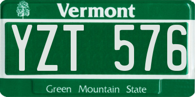 VT license plate YZT576