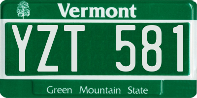 VT license plate YZT581